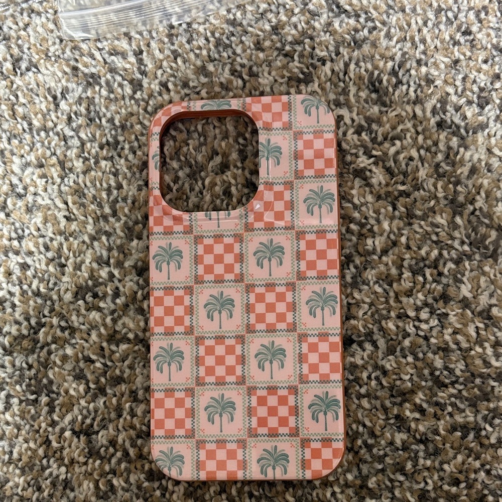 Tropical Checkered Phone Case - Orange and Green